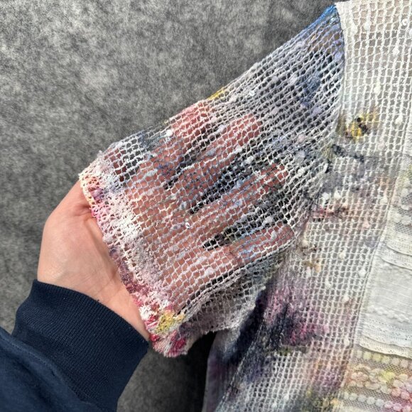 Creation Top Womens XL Rainbow Bicycle Bike AOP Artsy Sheer Open Knit Sequin - Picture 6 of 10